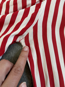 1940s striped rayon blouse . vintage 40s top . size xs to small