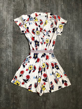 Load image into Gallery viewer, 1940s rayon jersey playsuit . vintage floral romper . size xs to s