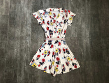 Load image into Gallery viewer, 1940s rayon jersey playsuit . vintage floral romper . size xs to s