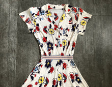 Load image into Gallery viewer, 1940s rayon jersey playsuit . vintage floral romper . size xs to s