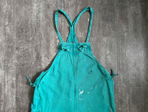 1940s WWII gunner overalls . green pants . size m to xl