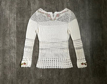 Load image into Gallery viewer, 1930s rayon crochet top . vintage embroidered top . size xs to m