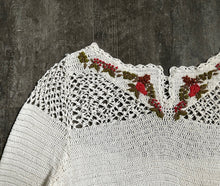 Load image into Gallery viewer, 1930s rayon crochet top . vintage embroidered top . size xs to m