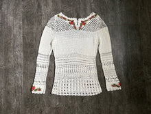 Load image into Gallery viewer, 1930s rayon crochet top . vintage embroidered top . size xs to m