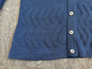 1920s 1930s cardigan . blue wool sweater . size xs to s