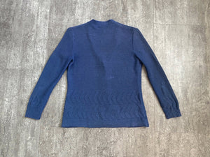 1920s 1930s cardigan . blue wool sweater . size xs to s