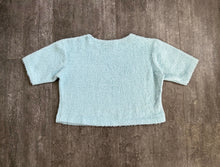 Load image into Gallery viewer, 1960s fuzzy crop top . 60s aqua knit . size m to l