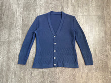 Load image into Gallery viewer, 1920s 1930s cardigan . blue wool sweater . size xs to s