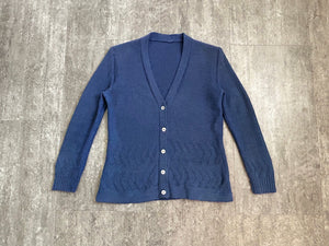 1920s 1930s cardigan . blue wool sweater . size xs to s