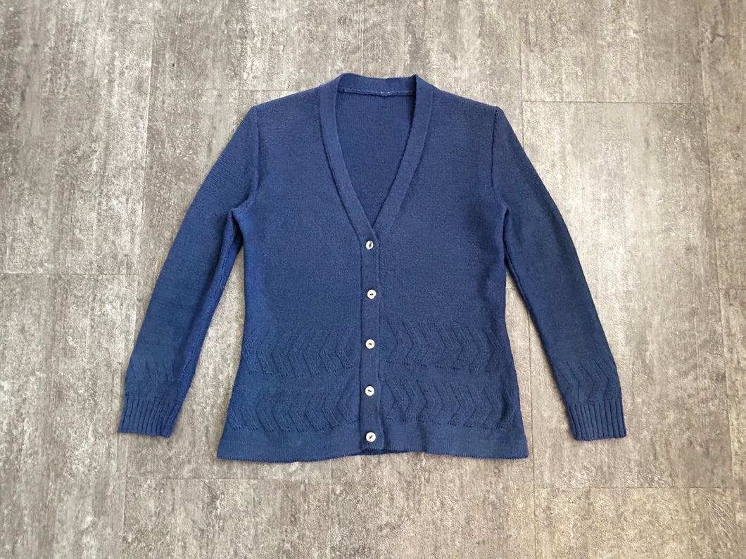 1920s 1930s cardigan . blue wool sweater . size xs to s