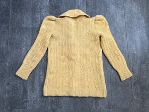 1930s yellow sweater . vintage 30s knit top . size xs to s