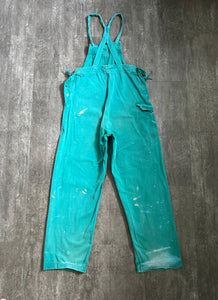 1940s WWII gunner overalls . green pants . size m to xl