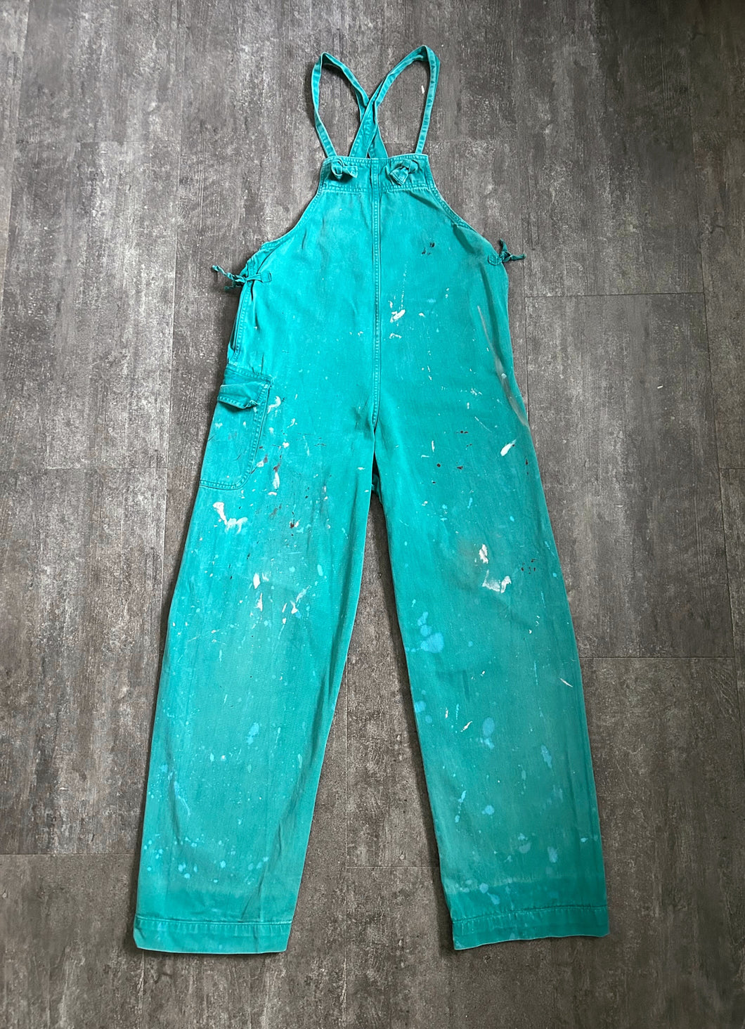 1940s WWII gunner overalls . green pants . size m to xl