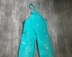 1940s WWII gunner overalls . green pants . size m to xl