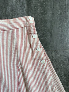 1940s striped seersucker shorts . vintage 40s shorts . 25-27 waist