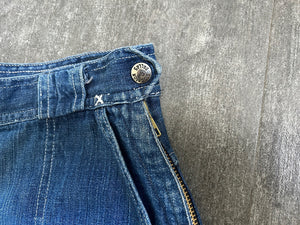 1950s side zip jeans . vintage 50s denim pants . 25-26 waist