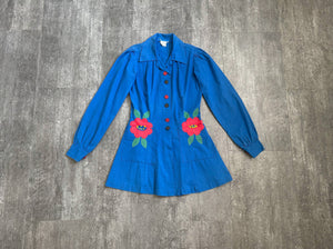 1930s 1940s smock top . vintage appliqué top . size small