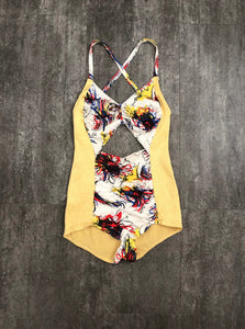 1940s cutout swimsuit . vintage 40s swimwear . size xs/s to m