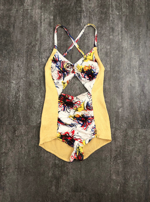 1940s cutout swimsuit . vintage 40s swimwear . size xs/s to m