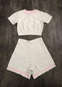 1930s playsuit . vintage 30s top and shorts . size xs