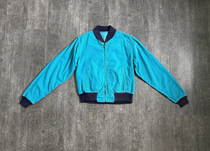 1950s 1960s jacket . vintage denim bomber jacket . size