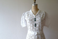 Load image into Gallery viewer, 1930s white filet lace dress . vintage 30s dress