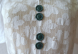 1930s white filet lace dress . vintage 30s dress