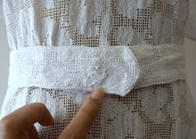 Load image into Gallery viewer, 1930s white filet lace dress . vintage 30s dress