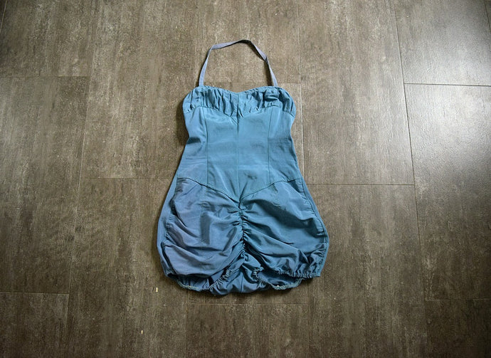 1940s blue swimsuit . 40s rayon swimsuit