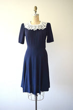 Load image into Gallery viewer, Early 1940s dress . navy blue rayon 40s dress