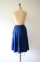 Load image into Gallery viewer, 1940s linen skirt . vintage 40s navy blue skirt