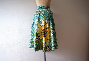 1950s skirt . vintage 50s sunflower skirt