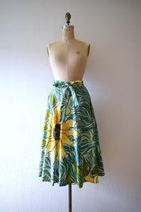 1950s skirt . vintage 50s sunflower skirt