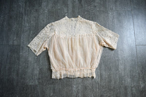 Antique Edwardian blouse . vintage floral net top