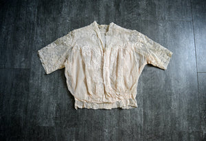 Antique Edwardian blouse . vintage floral net top