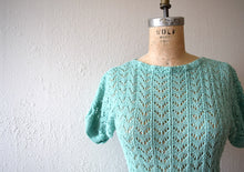 Load image into Gallery viewer, 1940s knit dress . vintage green knit dress