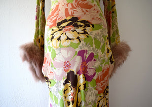 1930s silk gown . vintage 30s floral print dress