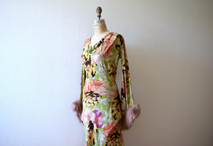 1930s silk gown . vintage 30s floral print dress