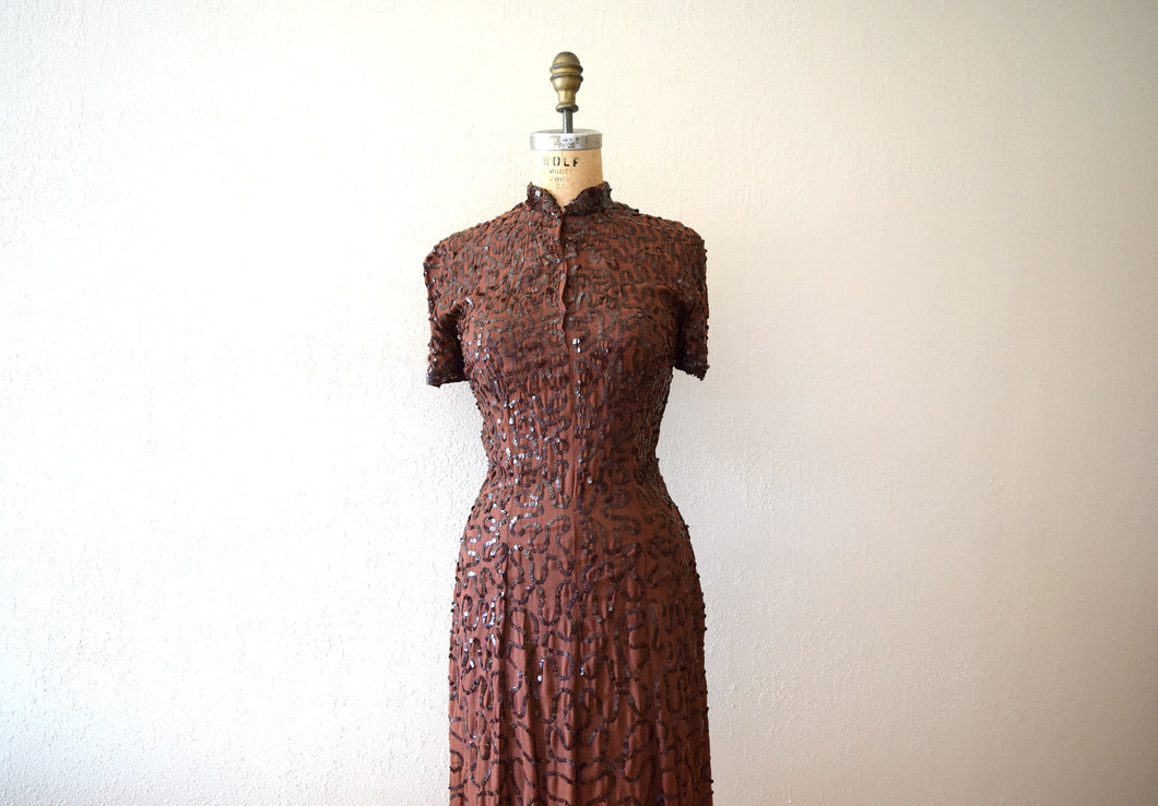 1940s Ceil Chapman dress . vintage sequin dress