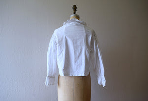 Antique cotton top . vintage white ruffled top