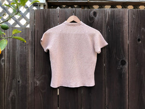 1950s knit top . vintage 50s pink lurex top . size small to medium