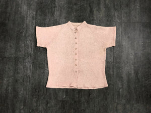 1950s knit top . vintage 50s pink lurex top . size small to medium