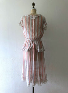 Vintage 1920s dress . antique striped dress
