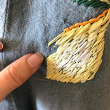 Load image into Gallery viewer, 1950s linen skirt . vintage 50s embroidered lemons skirt