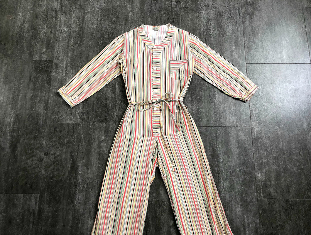 1930s striped playsuit . vintage 30s pajamas