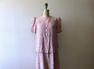 1940s maternity set . vintage 40s cold rayon dress