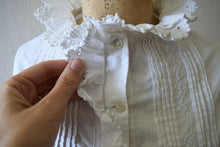 Load image into Gallery viewer, Antique cotton top . vintage white ruffled top