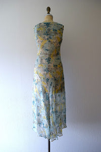 1920s 1930s chiffon dress . vintage floral print dress