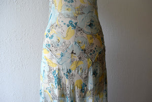 1920s 1930s chiffon dress . vintage floral print dress