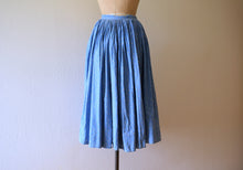 Load image into Gallery viewer, Antique calico skirt . vintage blue print skirt